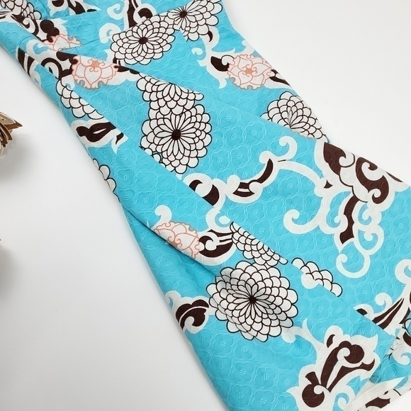 Trina Turk Turquoise Brown Floral Sundress Sz 2 - Picture 12 of 14